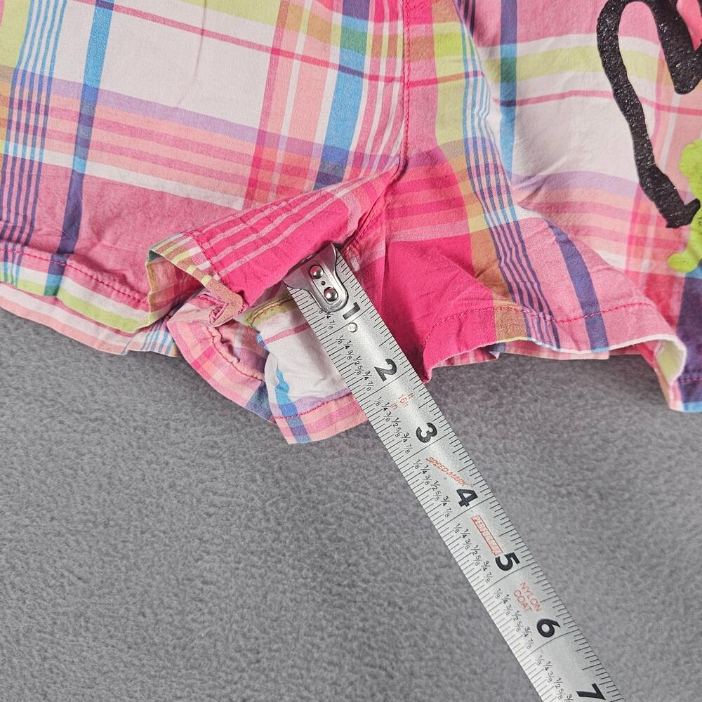 Y2k Vintage Aeropostale Pink Plaid Micro Short Elastic Wasit Size XS - Picture 4 of 7